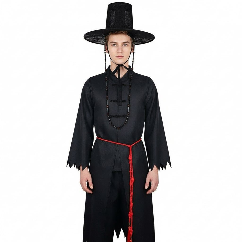 KPop Demon Hunters Saja Boys Costume -  Black Red Your Idol Performance Complete Outfit Saja Boys Cosplay With Hat And Accessories