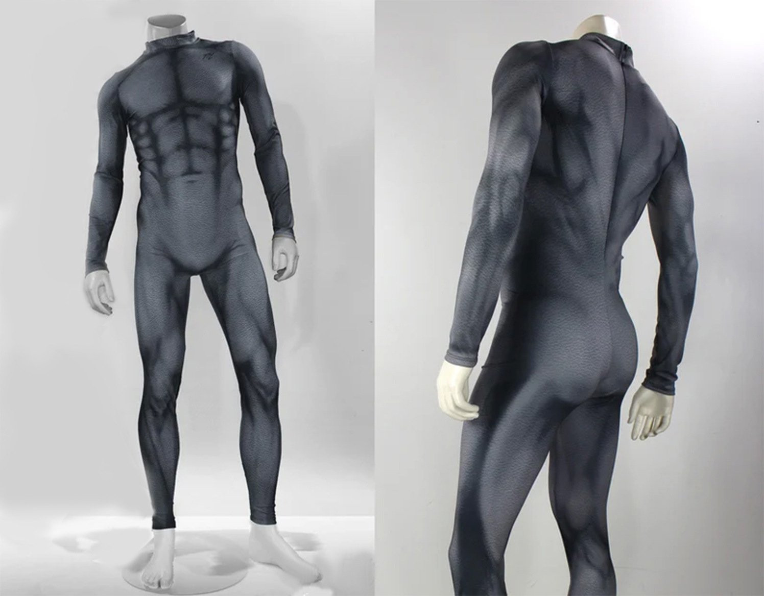 Man Muscle Suit Costume - Grey Bodysuit Men's Muscle Suit Cosplay