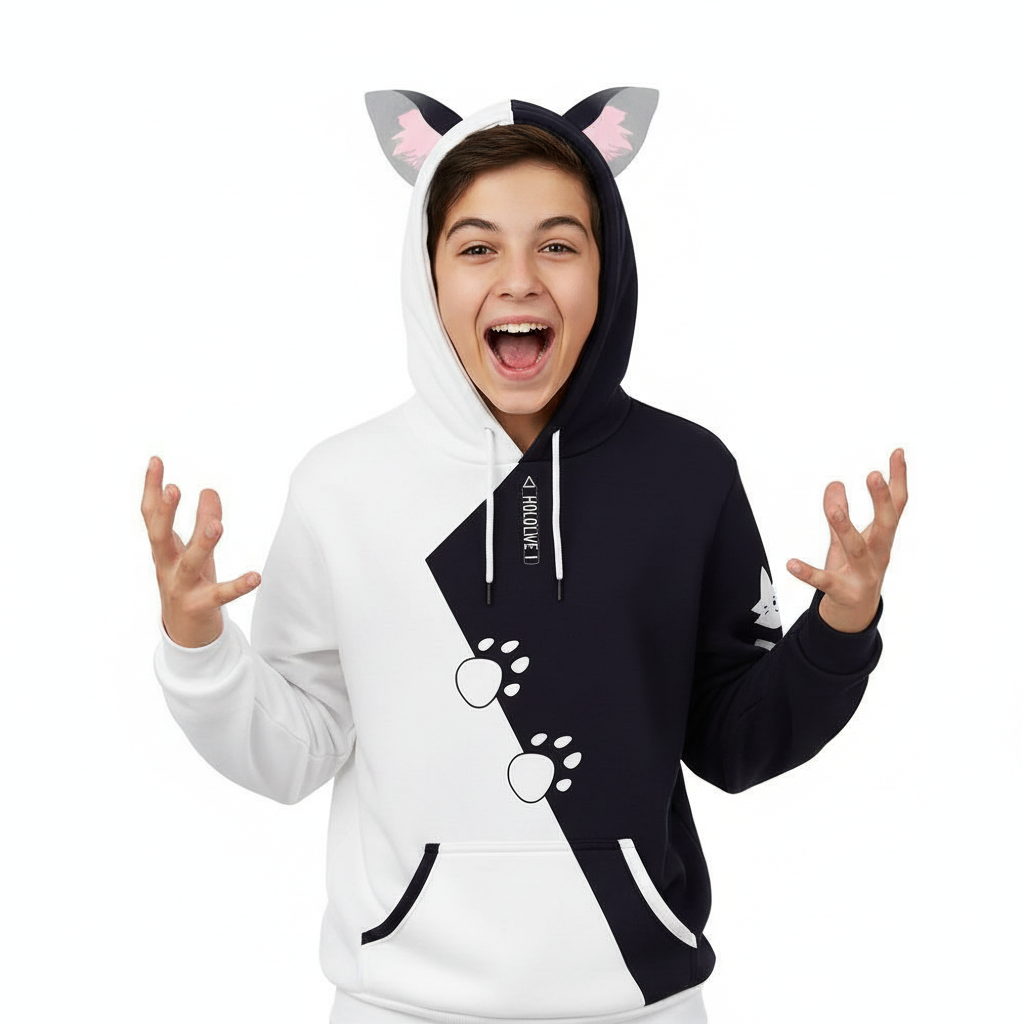 Ookami Mio Costume - Black & White Hoodie Ookami Mio Cosplay