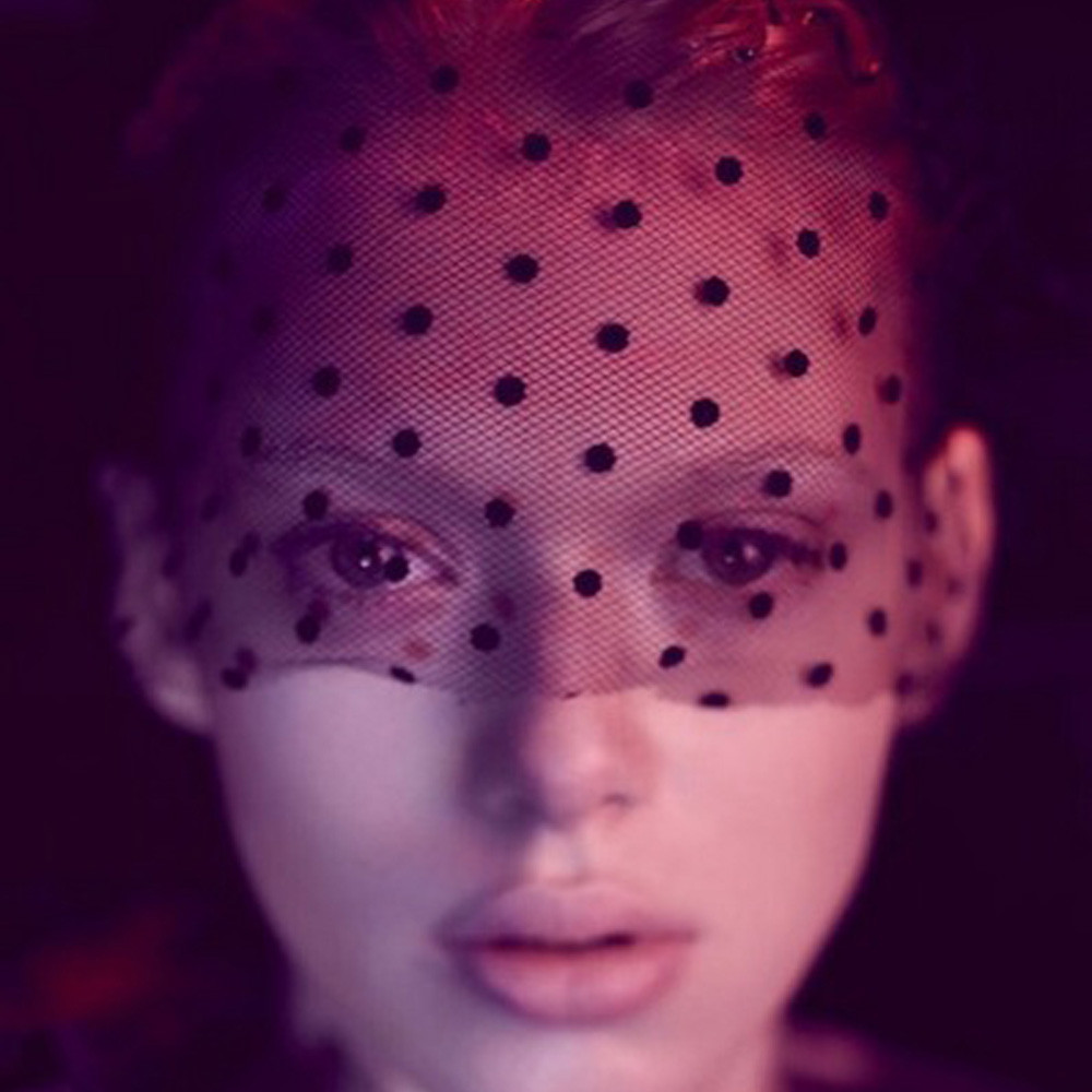 Halloween Black Face Mask Lace Black Dots Headband Costume