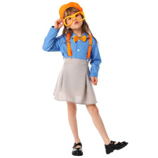 Girls Blippi Costume - Shirt Skirt Glasses Hat Blippi Cosplay