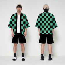 Demon Slayer Tanjiro Kamado Haori Costume - Green Kimono Tanjiro Kamado Cosplay