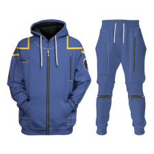 Star Trek Enterprise Starfleet Blue Uniform Costume - Hoodie Sweatpants Starfleet Blue Uniform Cosplay