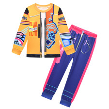 Girls K-Pop Demon Hunters Rumi Costume - Yellow Purple Shirt Pants Set Rumi Cosplay