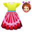 Girls Fancy Nancy Clancy Costume - Red Yellow Dress Mask Set Fancy Nancy Cosplay