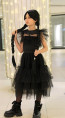 Wednesday Addams Costume - Girls Black Tulle Party Prom Dress Wednesday Series Cosplay