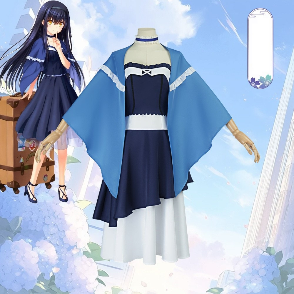 Summer Pockets Kamome Kushima Costume - Blue White Dress Kamome Kushima Cosplay