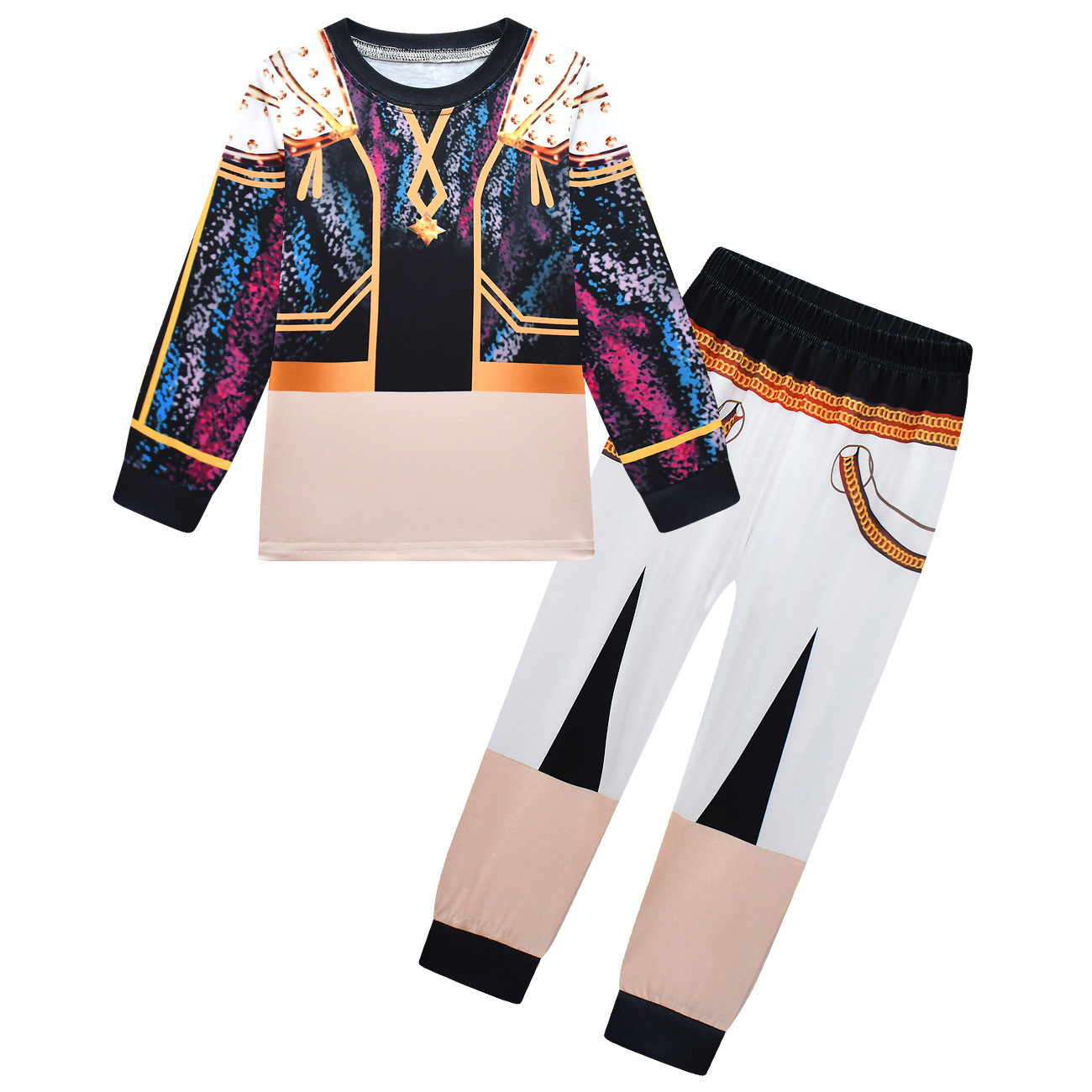 Girls K-Pop Demon Hunters Zoey Costume - Black Gold Shirt Pants Set Stage Outfit Zoey Cosplay