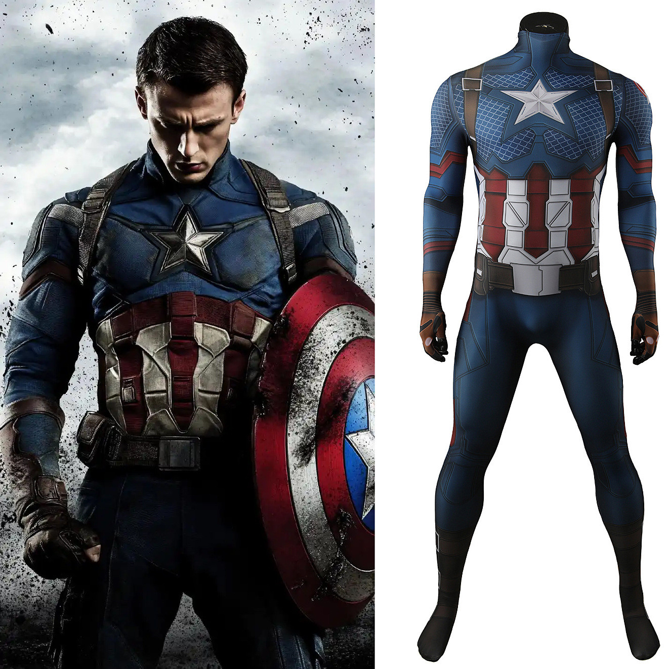 Avengers Endgame Captain America Chris Evans Costume - Bodysuit Captain America Cosplay