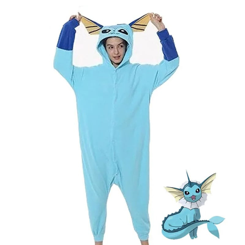 Pokemon Vaporeon Costume - Onesie Jumpsuit Vaporeon Cosplay