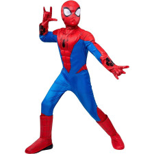 Marvel Boys Deluxe Spider Man Costume - Kids Spiderman Deluxe Muscle Chest Cosplay