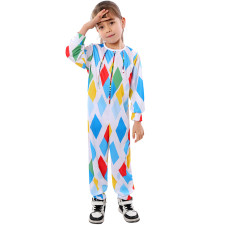 Kids Clown Costume - Diamond Jumpsuit Set Clown Cosplay
