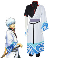 Gintama Gintoki Sakata Costume - Black Robe White Shirt Gintama Cosplay