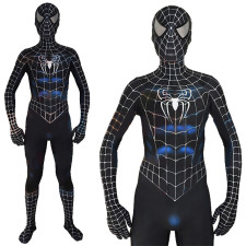 Spider-Man Webbed Black Suit Costume - Black Bodysuit with Blue Highlights Spider Man Cosplay