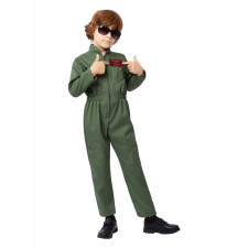 Boys Top Gun Pilot Costume - Green Suit Pilot Cosplay