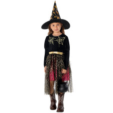 Girls Witch Costume - Black Dress Hat Set Witch Cosplay