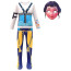 Girls K-Pop Demon Hunters Zoey Costume - Blue Yellow Bodysuit Mask Zoey Cosplay