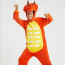 Kids Orange Triceratops Costume - Onesie Jumpsuit Orange Triceratops Cosplay