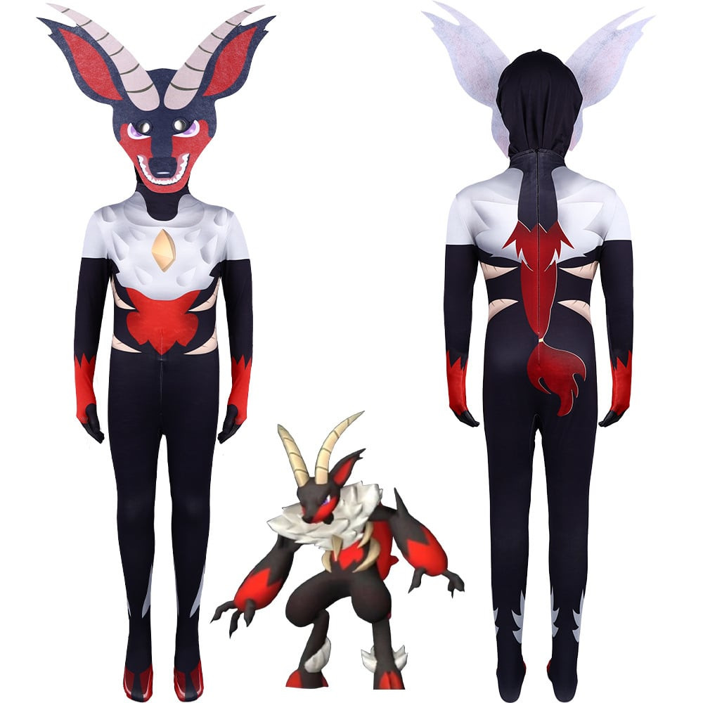 Palworld Incineram Costume - Black Bodysuit Mask Set Incineram Cosplay