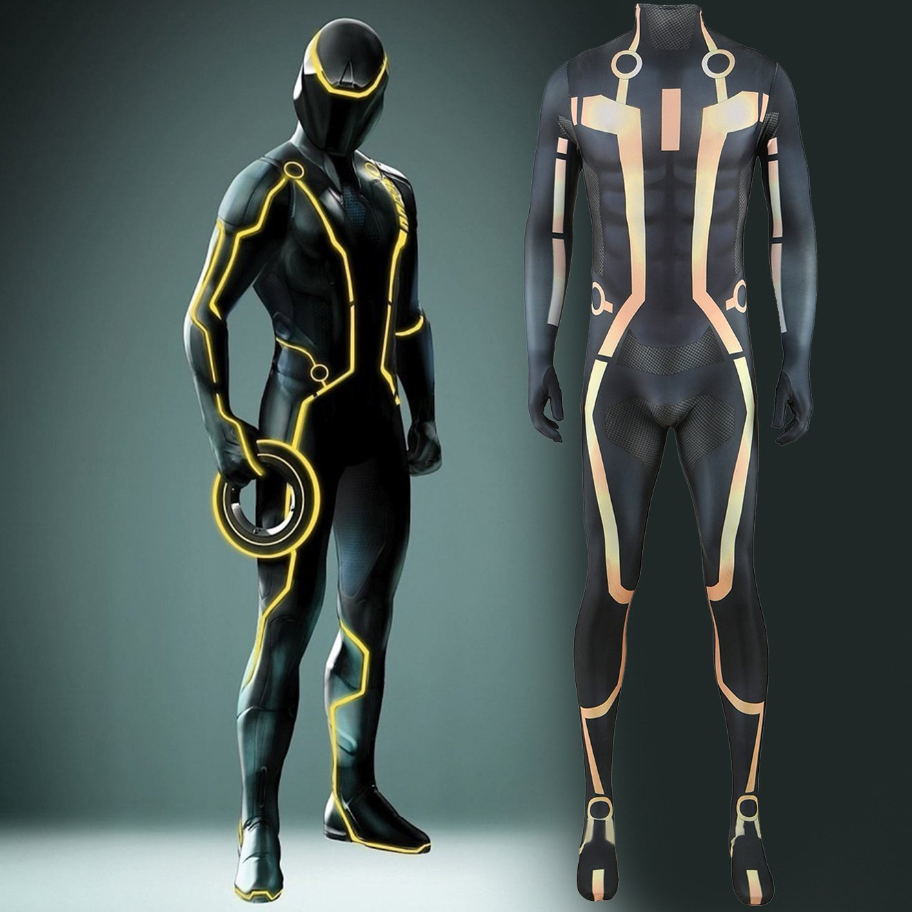 Tron Legacy Clu Costume - Yellow Black Bodysuit Clu Cosplay