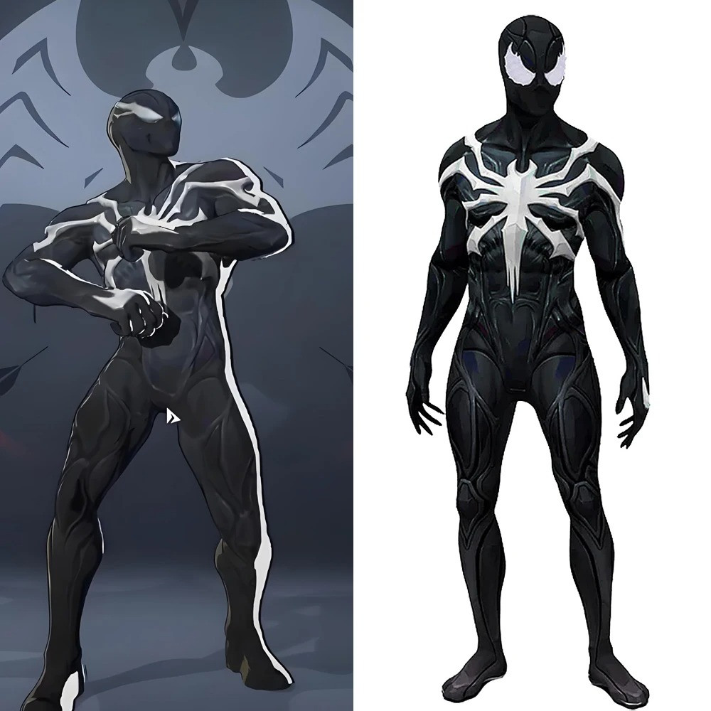 Marvel Rivals Spider-Man Black Suit Costume - Bodysuit Mask Spider-Man Cosplay