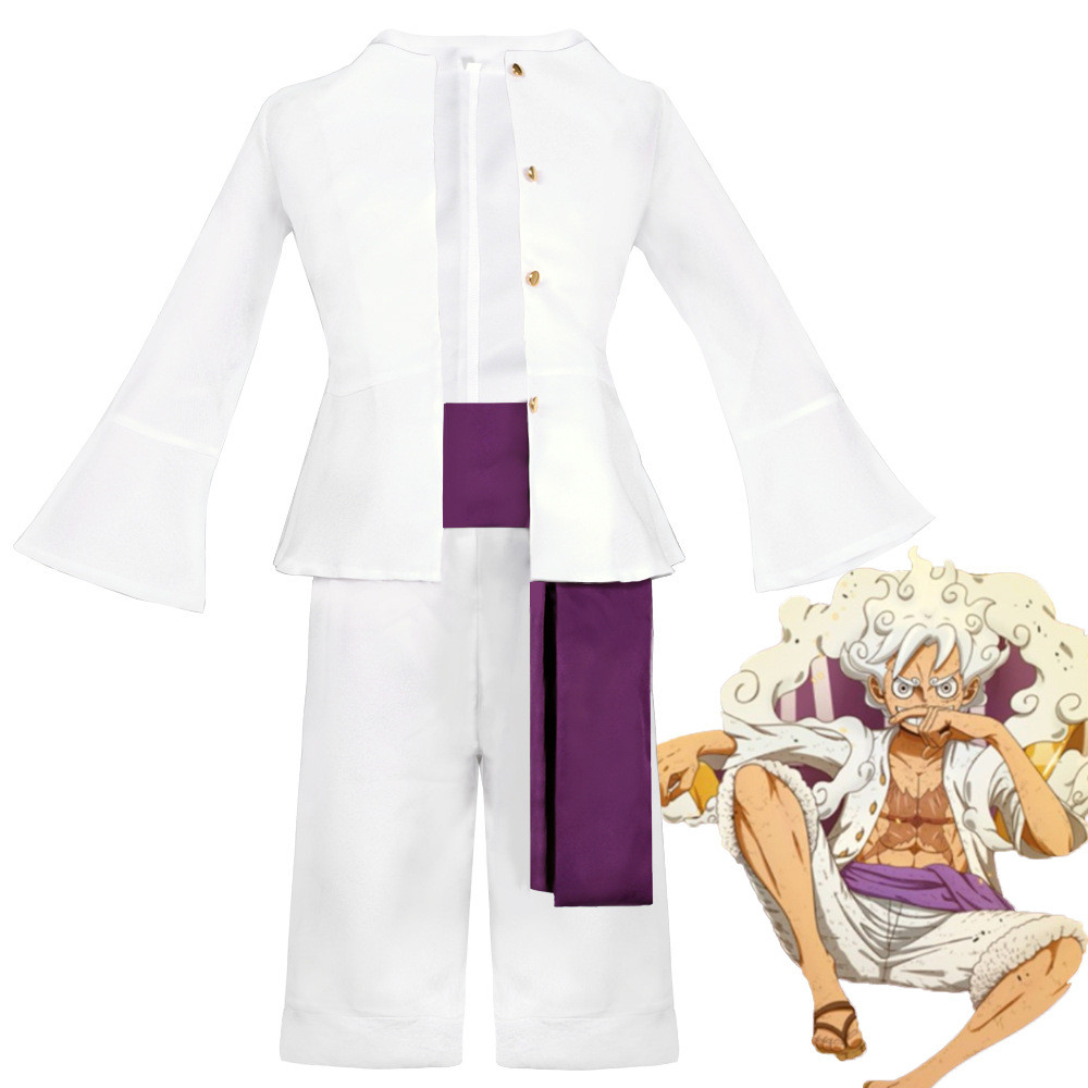 One Piece Luffy Gear 5 Costume - White Shirt Pants Luffy Gear 5 Cosplay