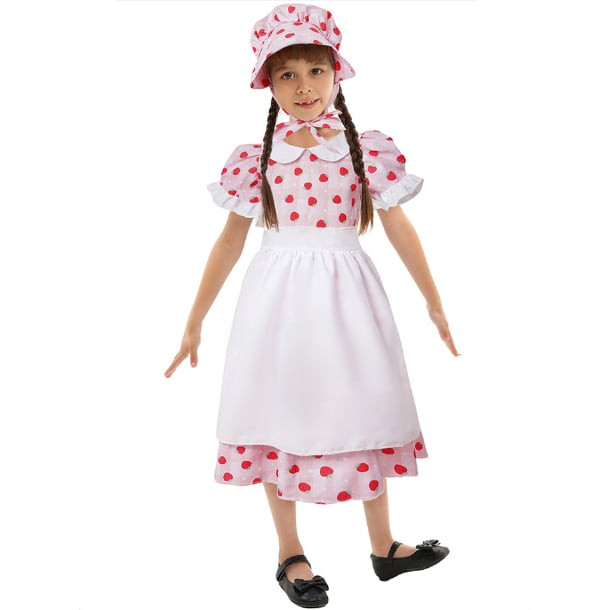 Girls Victorian Costume - Strawberry Dress Set Victorian Girl Cosplay