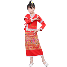 Girls Thailand Chut Thai Costume - Red Dress Chut Thai Cosplay