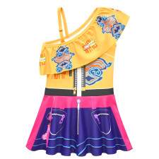 Girls K-Pop Demon Hunters Rumi Costume - Yellow Purple One-Piece Swimsuit Rumi Cosplay