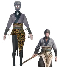 Black Myth: Wukong Tiger Hide Loincloth Costume - Robe Pants Set Wukong Tiger Hide Loincloth Cosplay