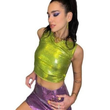 Dua Lipa Costume - Sequin Purple Skirt Green Top Dua Lipa Cosplay