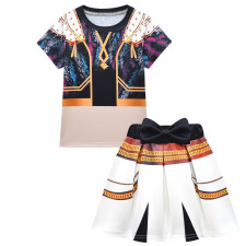 Girls K-Pop Demon Hunters Zoey Costume - Black White Gold Shirt Skirt Set Stage Outfit Zoey Cosplay