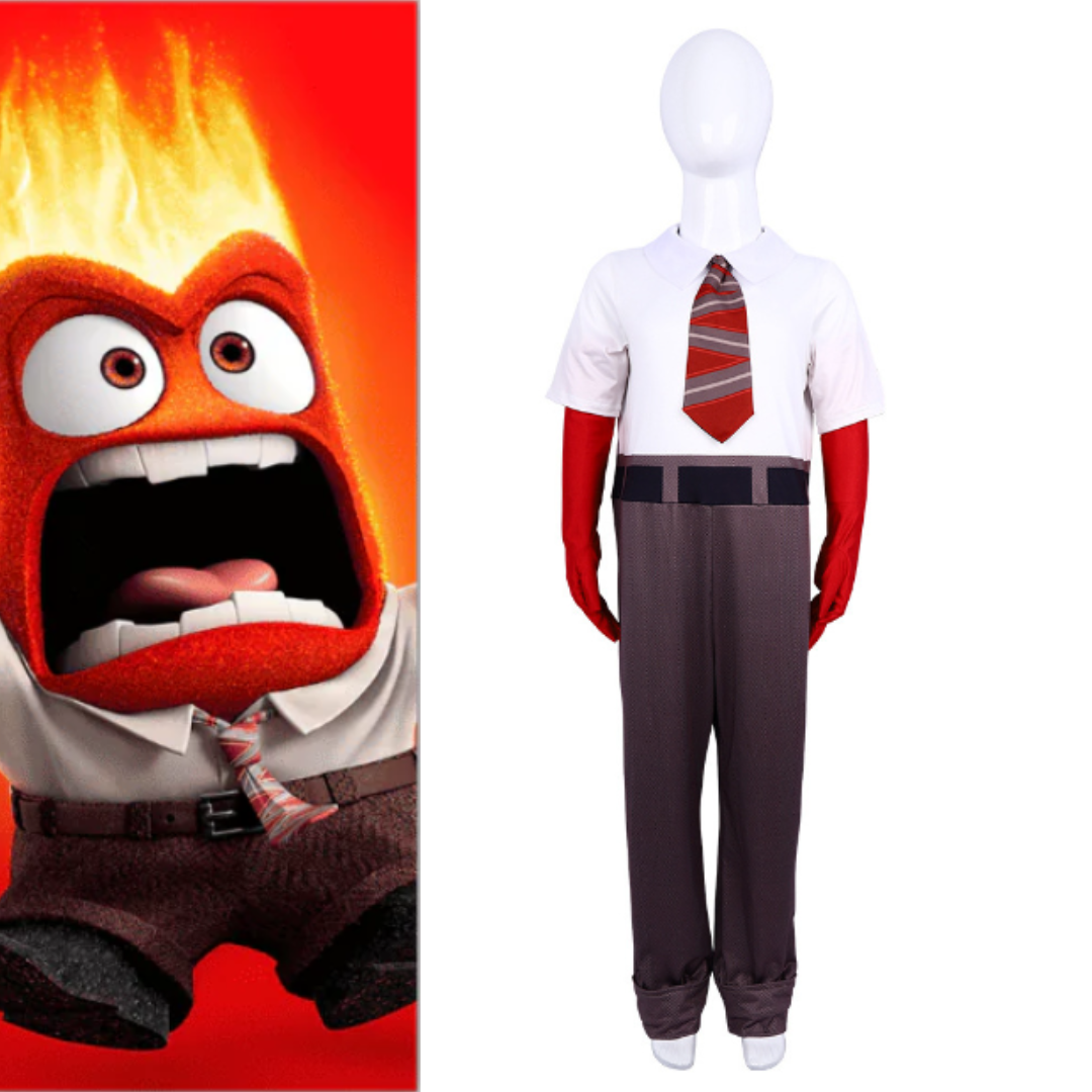 Inside Out Anger Costume - Red Suit Mask Set Anger Cosplay