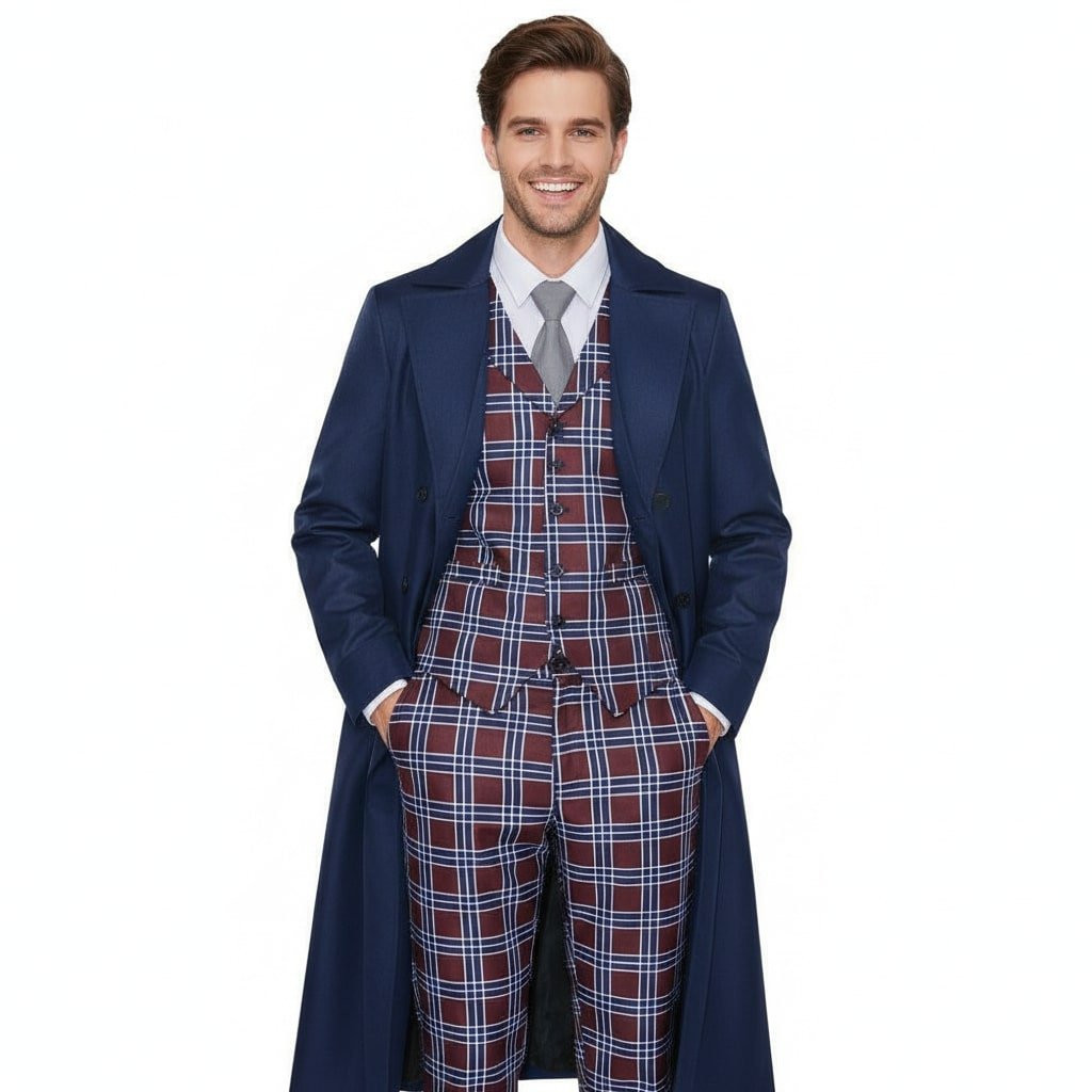 Doctor Who Costume - Checkered Suit Blue Longcoat Set Doctor Who Cosplay