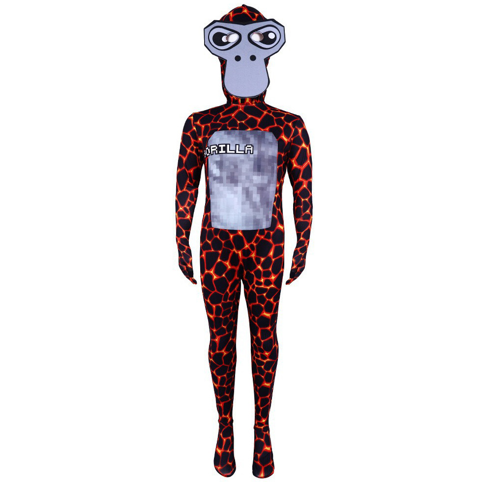 Kids Gorilla Tag Monke Costume - Full Bodysuit Mask Orange Monke Cosplay