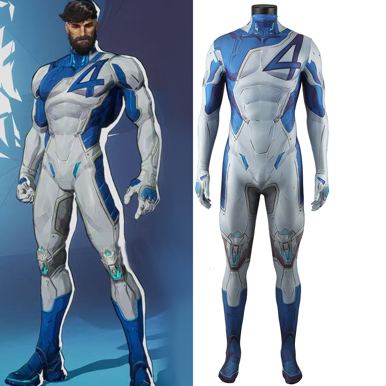 Marvel Rivals Mister Fantastic Costume - Blue White Mr Fantastic Cosplay