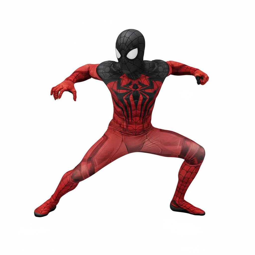 Marvel Rivals Scarlet Spider Costume - Red Black Shoulders Head Mask Scarlet Spider Man Cosplay