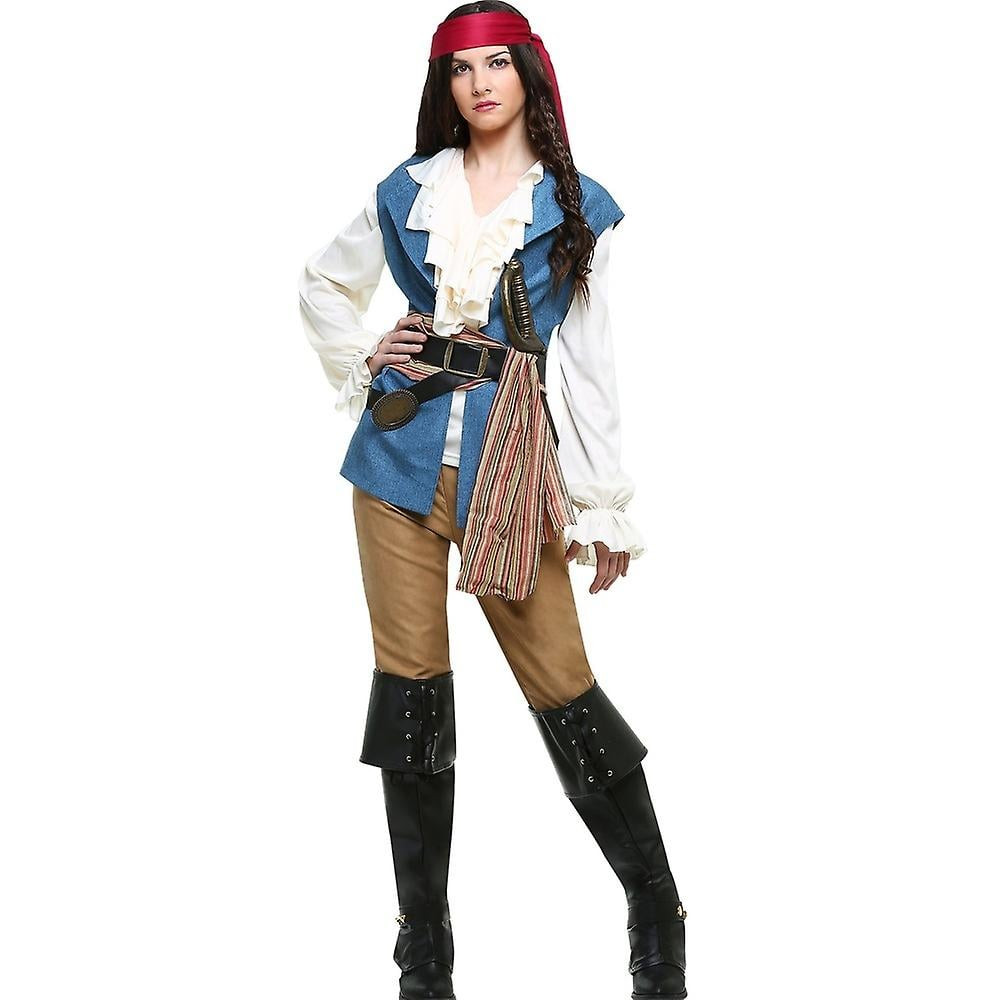 Disney Pirates of the Caribbean Jack Sparrow Pirate Girls Costume - Blue Shirt Pants Set Pirate Cosplay