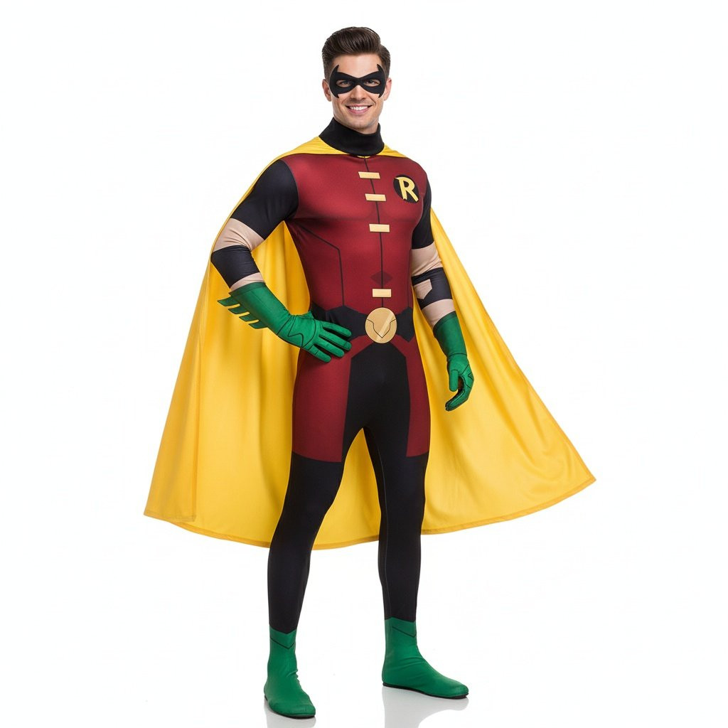 Teen Titans Robin Costume - Bodysuit Cape Mask Set Robin Cosplay