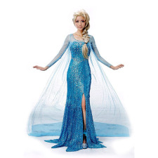 Disney Elsa Blue Dress Cosplay Outfit For Children and Adults Halloween Costume