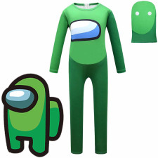 Kids Among Us Costume - Green Bodysuit Mask Among Us Cosplay