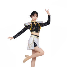 Girls KPop Demon Hunters Zoey Stage Costume - Sparkling Black & White Shirt Skirt Full Set Kpop Zoey Cosplay