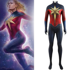 The Marvels Captain Marvel Costume - Blue Red Bodysuit Captain Marvel Cosplay