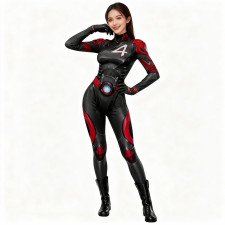 Marvel Rivals Invisible Woman Costume - Black Red Bodysuit Invisible Woman Cosplay