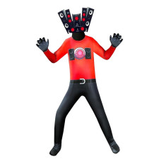 Skibidi Toilet Infected Titan Speakerman Costume - Lycra Bodysuit Mask Titan Speakerman Cosplay