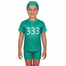 Kids Squid Game 333 Swimsuit Costume - Two Piece Green Swimsuit with Swimming Cap Squid Game Cosplay
