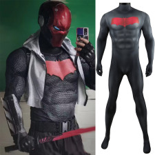 Batman Under the Red Hood Costume - Black Red Bodysuit Red Hood Cosplay