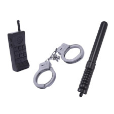 Police Prop Set - Handcuffs Baton Moblie Phone  Police Cosplay Costume Prop Set