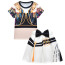 Girls K-Pop Demon Hunters Mira Costume - Black White Gold Shirt Skirt Set Stage Outfit Mira Cosplay