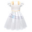 Girls K-Pop Demon Hunters Mira Costume - White Gold Mini Dress Stage Outfit Mira Cosplay